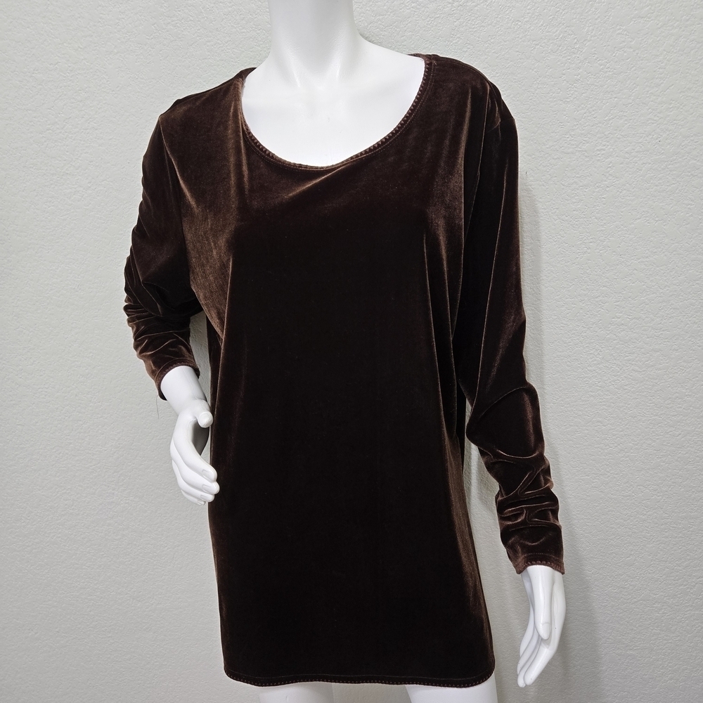 Christie & Jill Brown Velveteen Long Sleeve Top Size XL